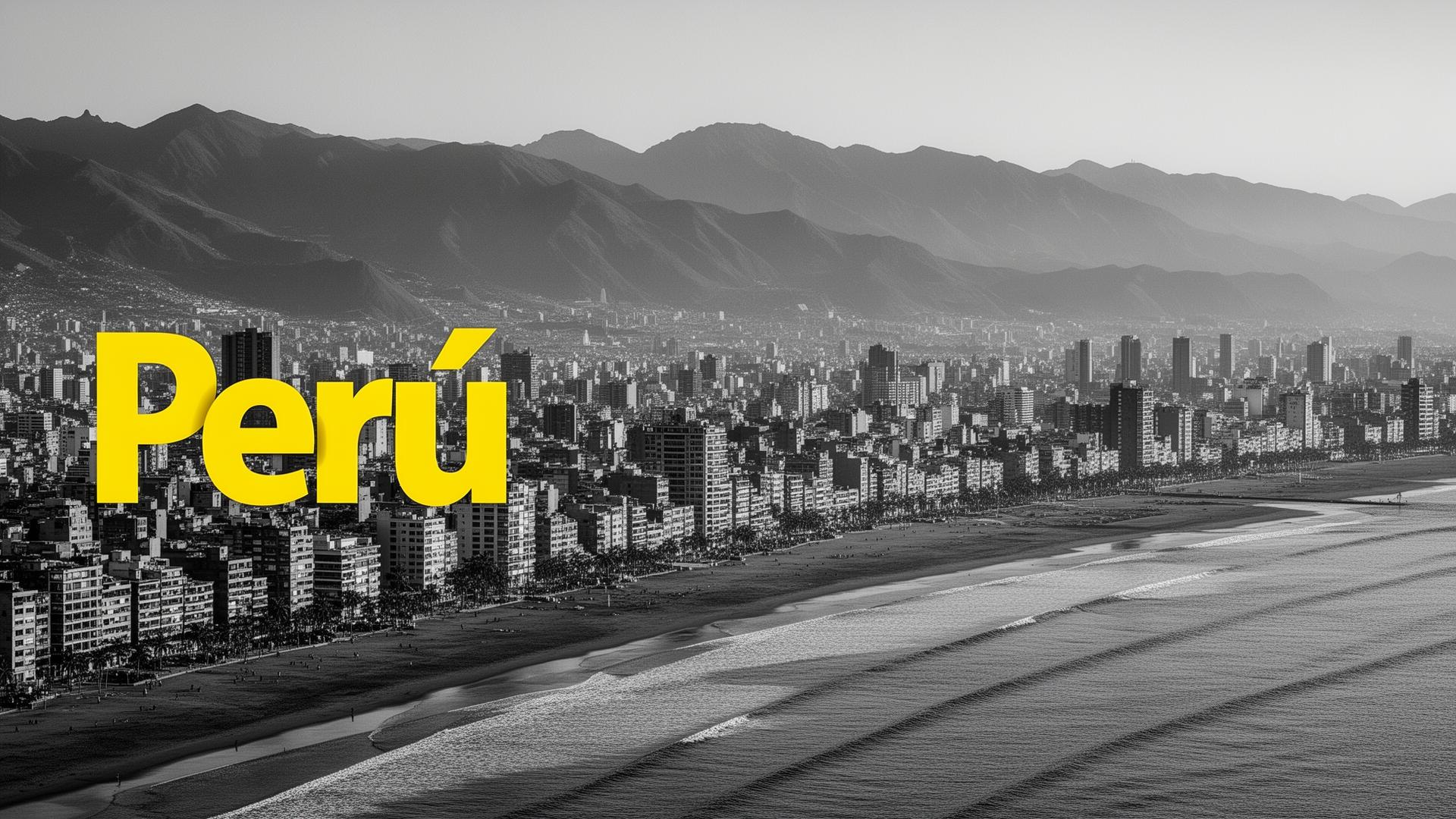 Portada editorial blanco y negro de Lima, Perú con tipografía amarilla "Perú" — análisis del mercado peruano de influencer marketing